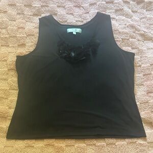 Jones Studio Black Tank Top with Floral Accent